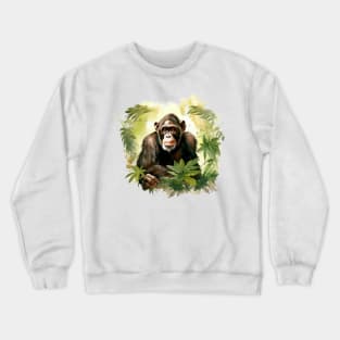 Cute Chimpanzee In Jungle Crewneck Sweatshirt